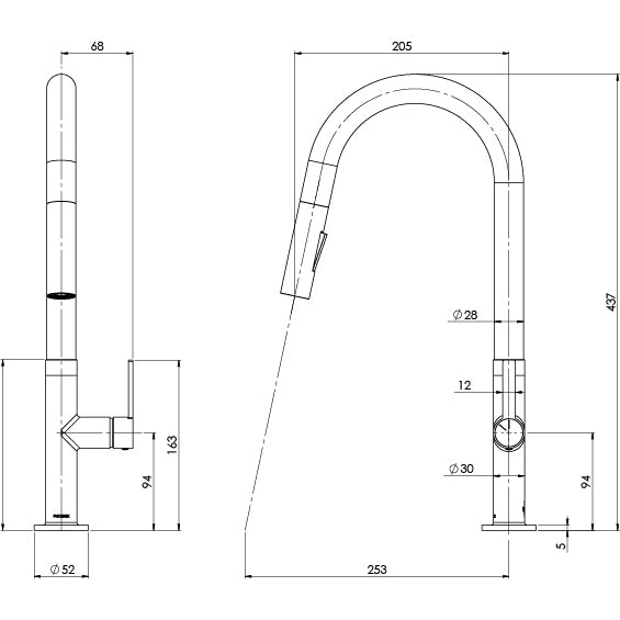 Phoenix Lexi MKII Pull Out Sink Mixer 200mm