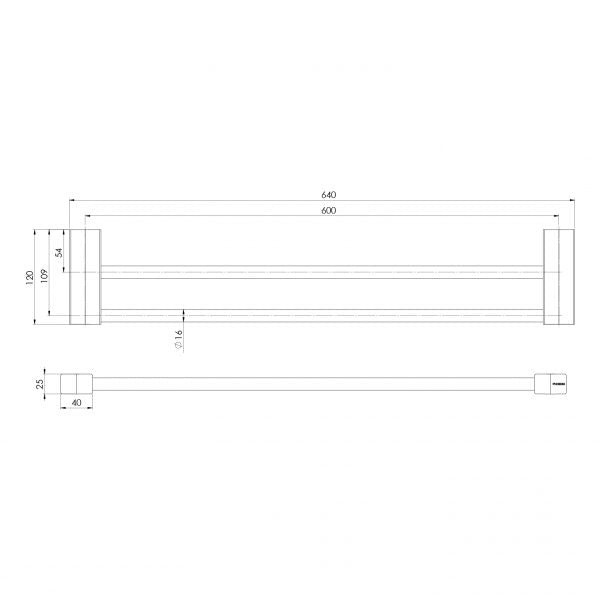 Phoenix Lexi MKII Double Towel Rail 600mm