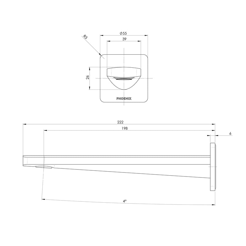 Phoenix Enviro 316 Wall Basin / Bath Outlet 200mm Stainless Steel