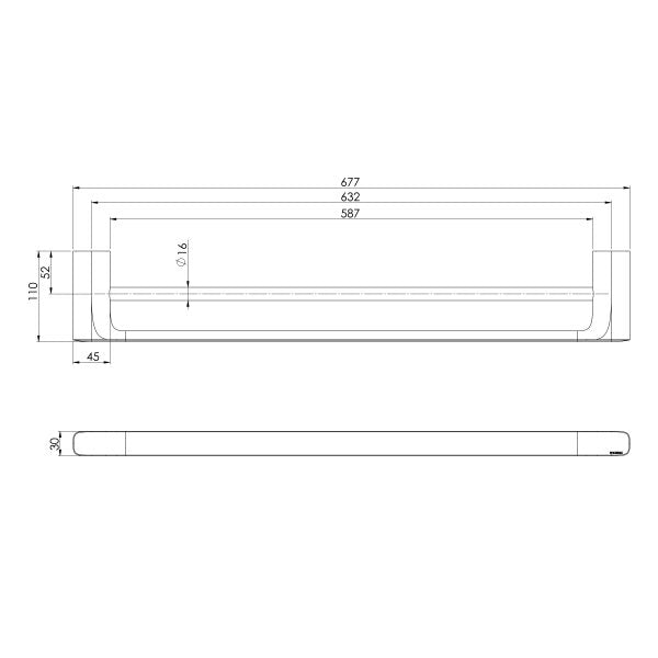 Phoenix Nuage Double Towel Rail 600mm