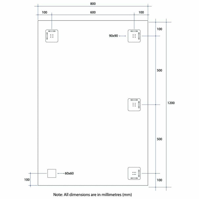 Thermogroup Montana Rectangle 25mm Bevel Edge Mirror with Hangers and Demister