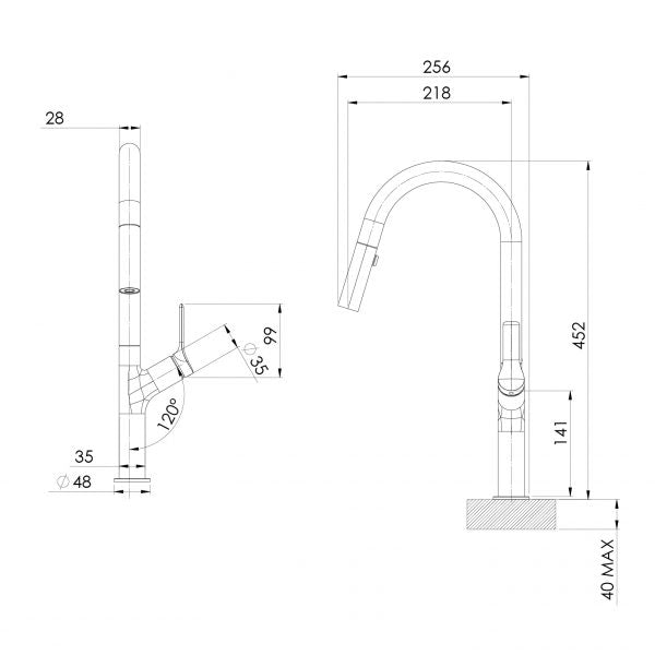 Phoenix Linq Pull Out Sink Mixer 316 Stainless Steel