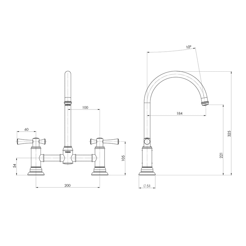 Phoenix Cromford Exposed Sink Set