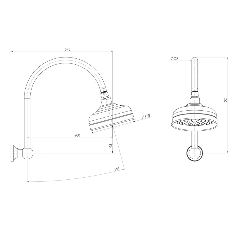 Phoenix Cromford High-Rise Shower Arm & Rose