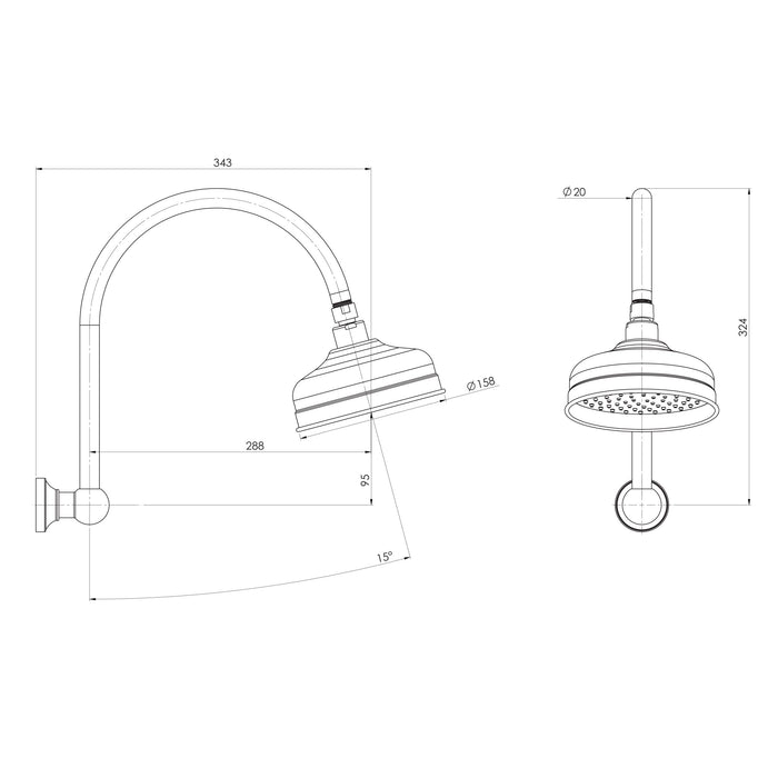 Phoenix Cromford High-Rise Shower Arm & Rose