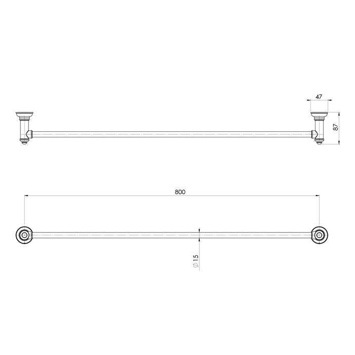 Phoenix Cromford Single Towel Rail 800mm