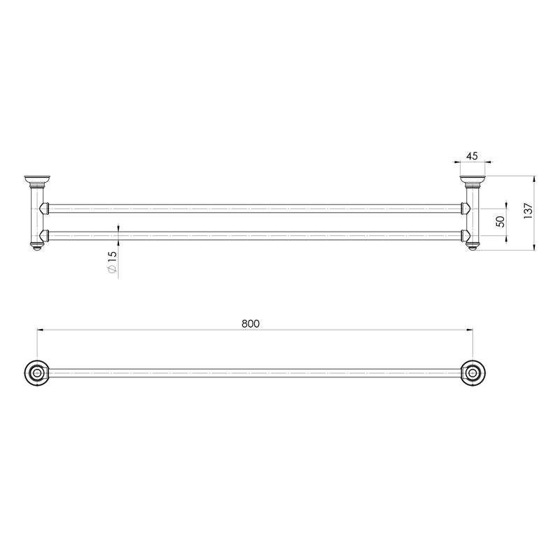 Phoenix Cromford Double Towel Rail 800mm