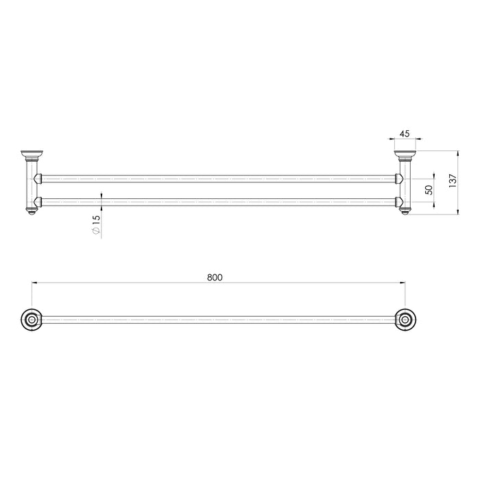 Phoenix Cromford Double Towel Rail 800mm