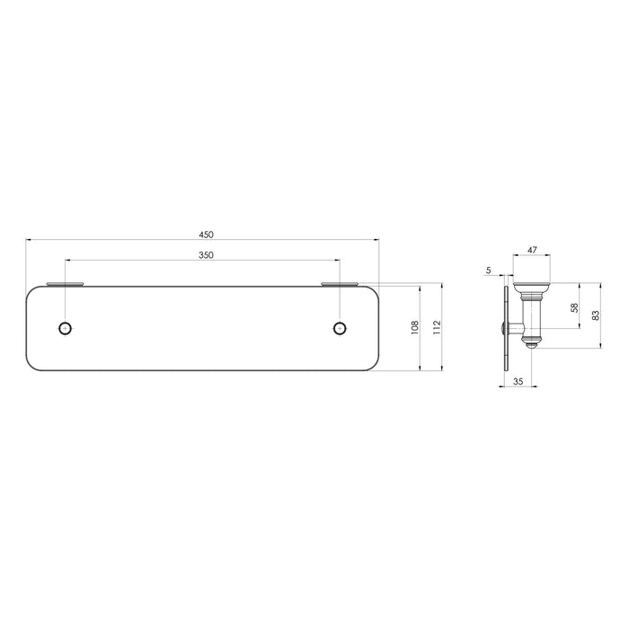 Phoenix Cromford Glass Shelf 450mm