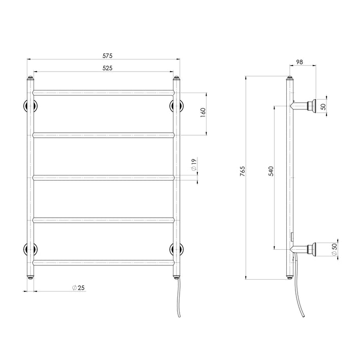 Phoenix Cromford Heated Towel Ladder 550mm x 750mm