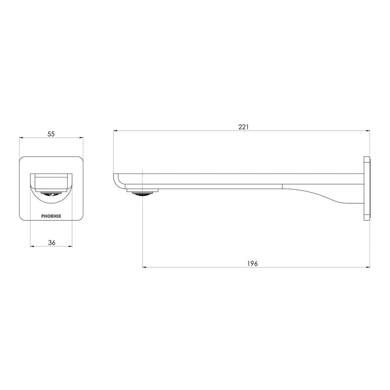 Phoenix Gloss MKII Wall Basin / Bath Outlet 200mm