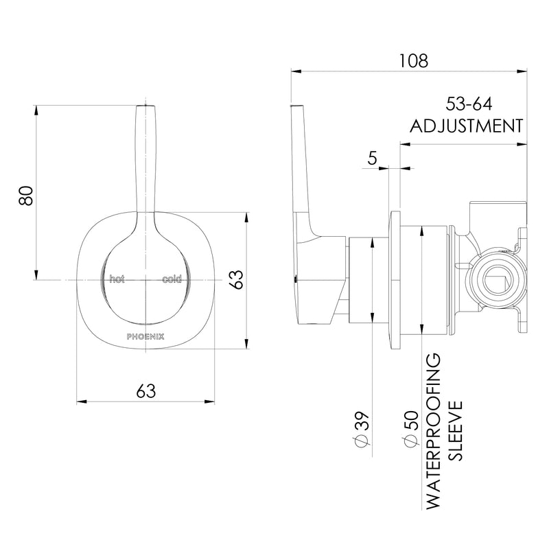 Phoenix Vask SwitchMix Shower / Wall Mixer Pin Up (Complete Kit) – Lead Free