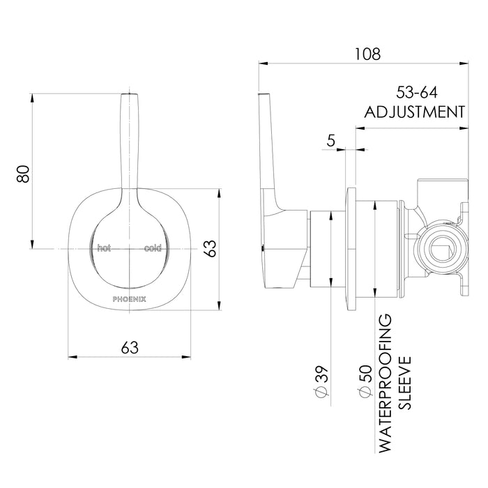 Phoenix Vask SwitchMix Shower / Wall Mixer Pin Up (Complete Kit) – Lead Free
