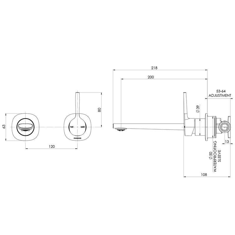 Phoenix Vask SwitchMix Wall Basin / Bath Mixer Set Pin Up (Fit-Off Kit Only) – Lead Free