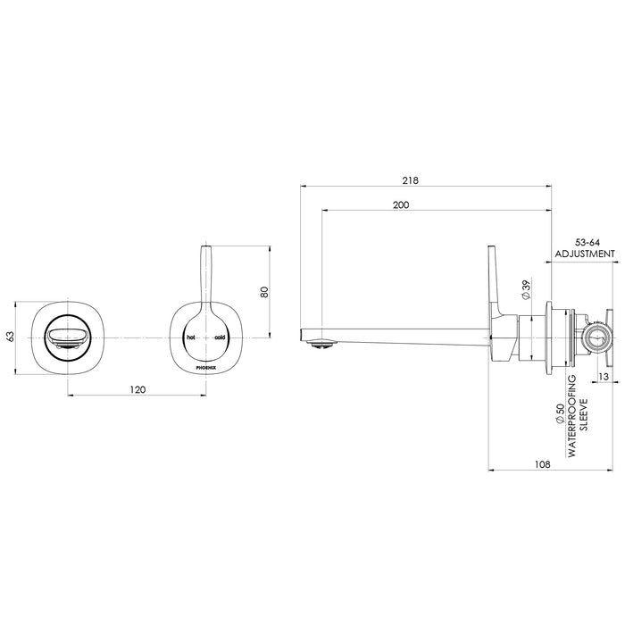 Phoenix Vask SwitchMix Wall Basin / Bath Mixer Set Pin Up (Complete Kit) – Lead Free