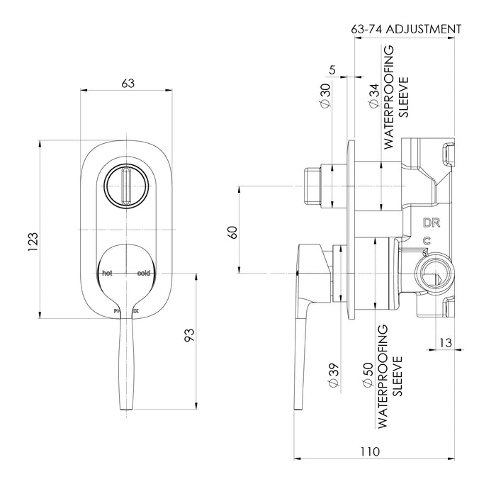 Phoenix Vask SwitchMix Shower / Bath Diverter Mixer (Fit-Off Kit Only) – Lead Free