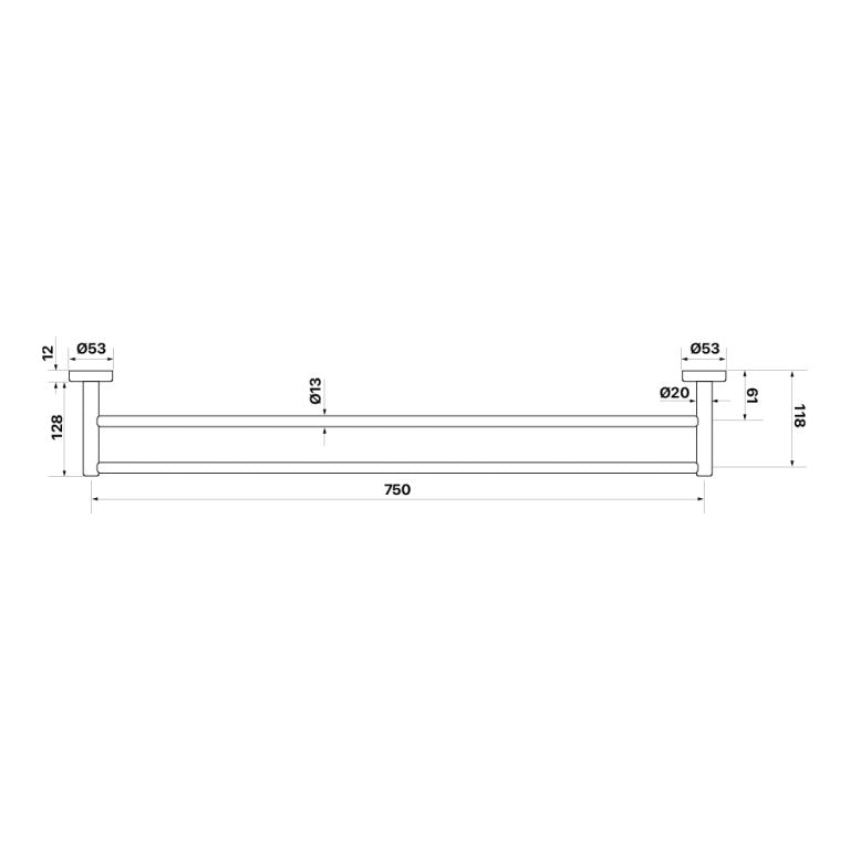 Brasshards Chia 750mm Double Towel Rail