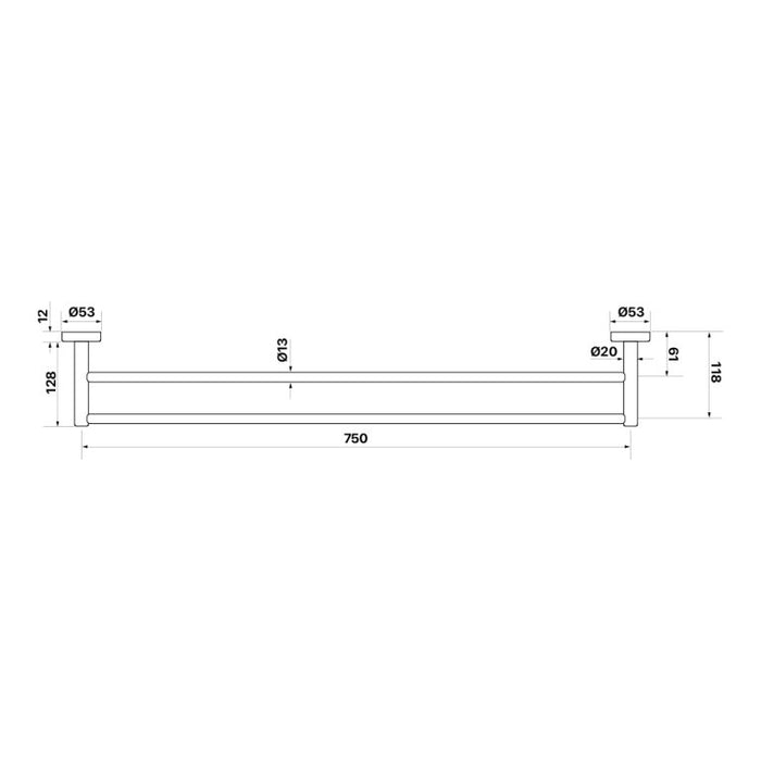 Brasshards Chia 750mm Double Towel Rail