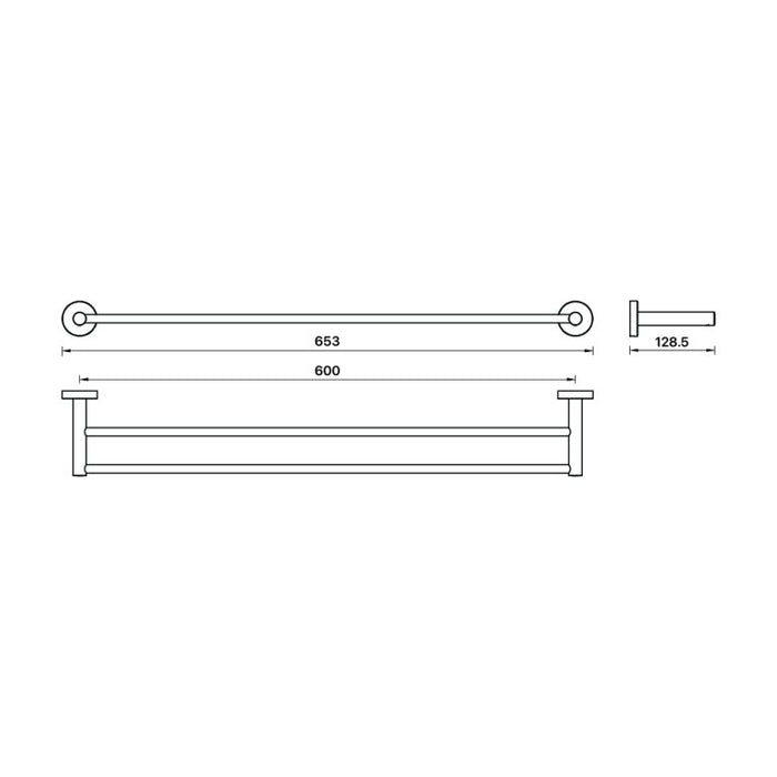 Brasshards Chia Double Towel Rail 600mm Brushed Gold