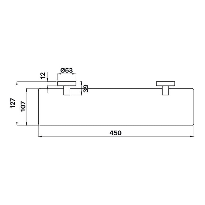 Brasshards Chia 450mm Glass Shower Shelf