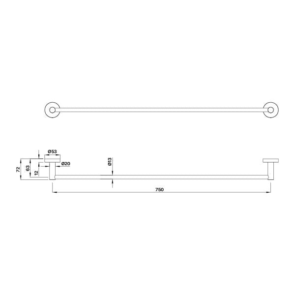 Brasshards Chia 750mm Single Towel Rail