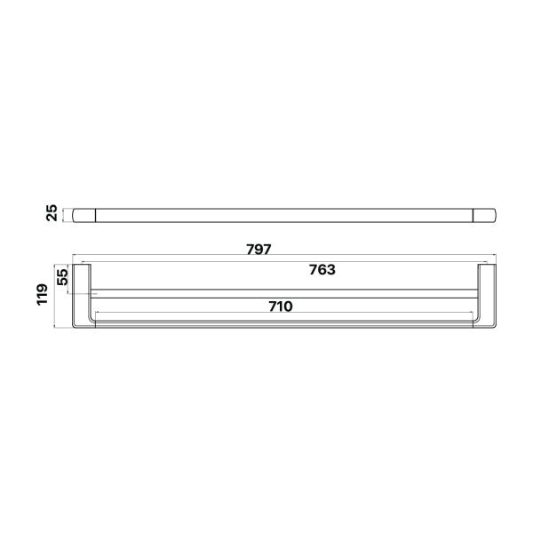 Brasshards Sandalwood 800mm Double Towel Rail