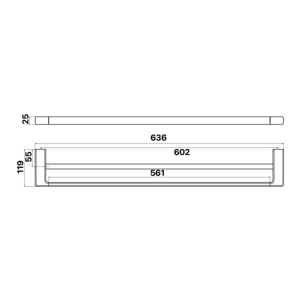 Brasshards Sandalwood 600mm Double Towel Rail