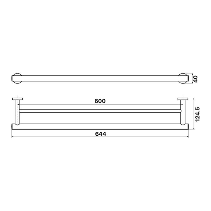 Brasshards Cedar 600mm Double Towel Rail