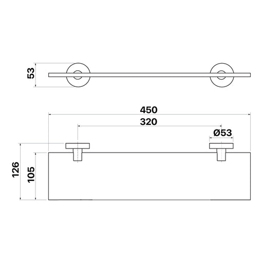 Brasshards Cedar 450mm Glass Shower Shelf