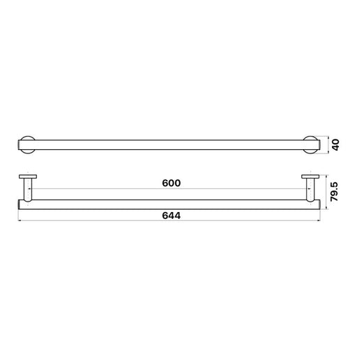 Brasshards Cedar 600mm Single Towel Rail Chrome