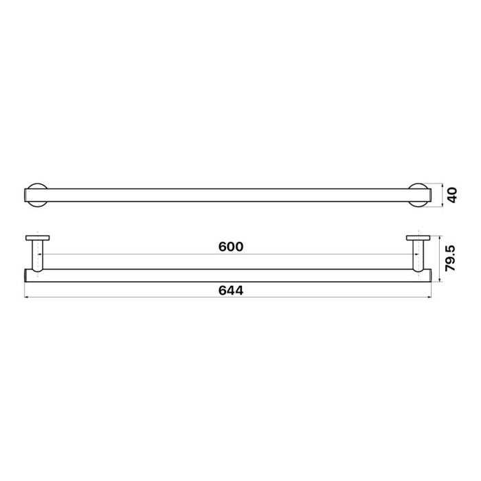 Brasshards Cedar 600mm Single Towel Rail Chrome