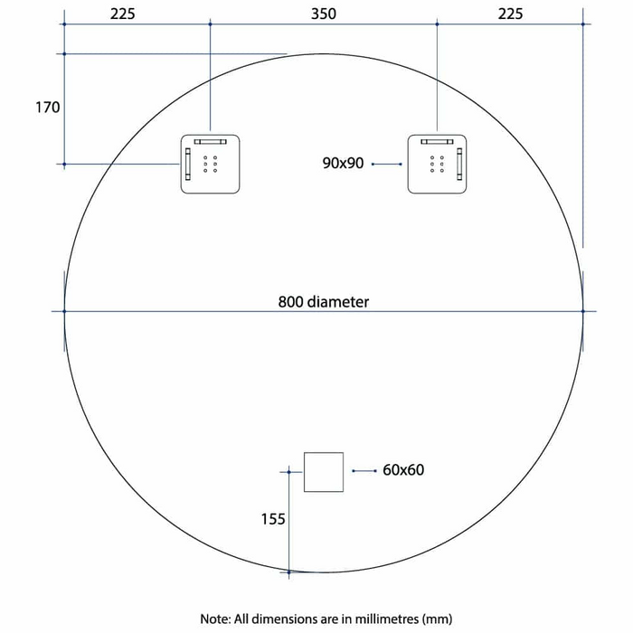 Kent 18mm Bevel Round Mirror with Hangers