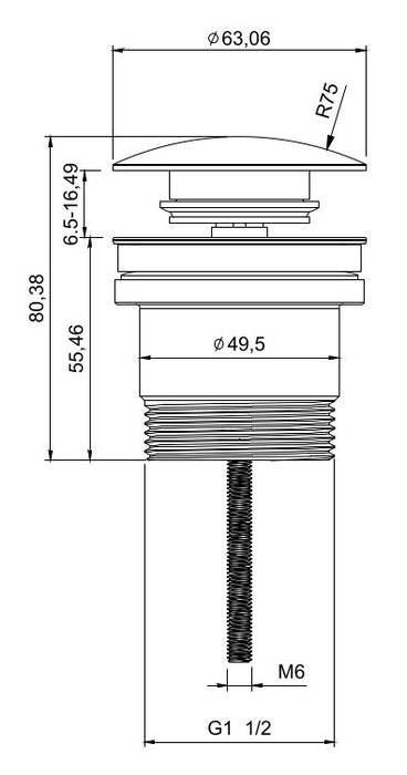 Millennium Cioso Universal  Brass Pop Up Plug & Waste