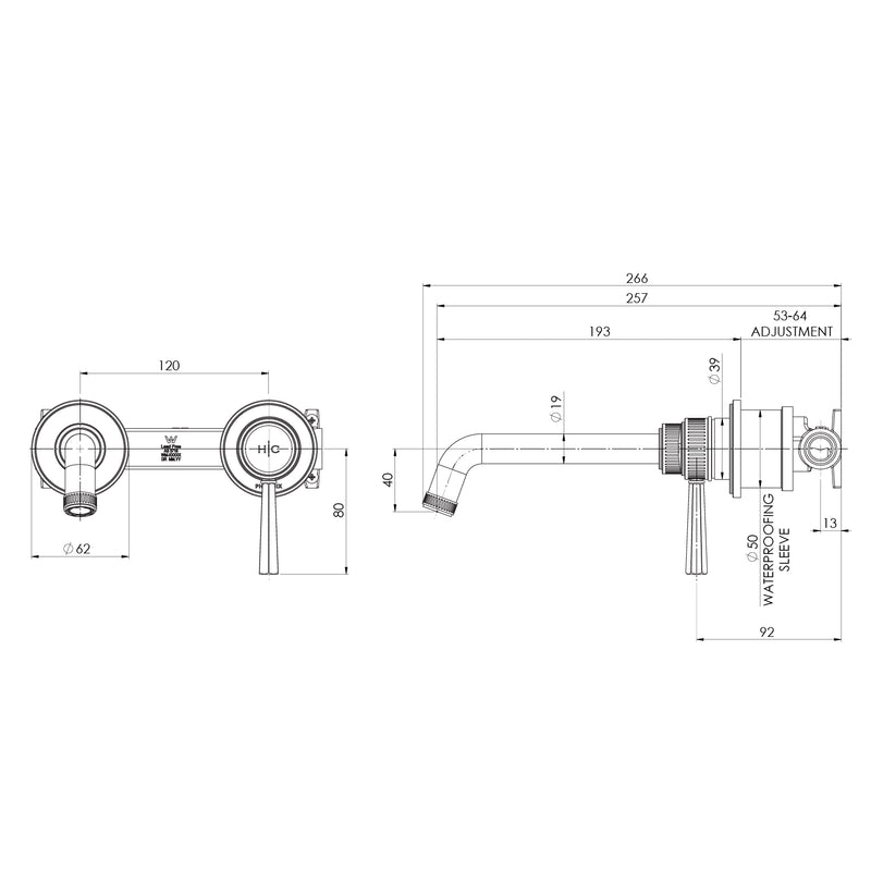 Phoenix Wiltern SwitchMix Wall Basin / Bath Mixer Set 190mm (Complete Kit) – Lead Free