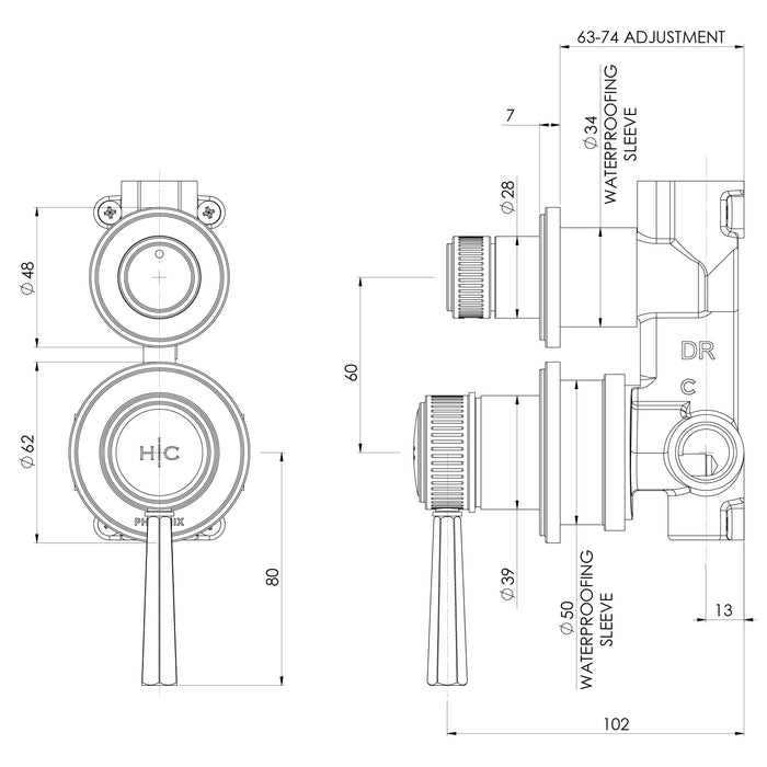 Phoenix Wiltern SwitchMix Shower / Bath Diverter Mixer (Complete Kit) – Lead Free