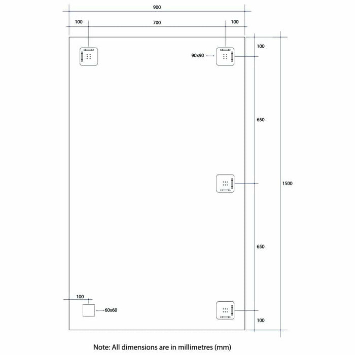 Thermogroup Montana Rectangle 25mm Bevel Edge Mirror with Hangers and Demister