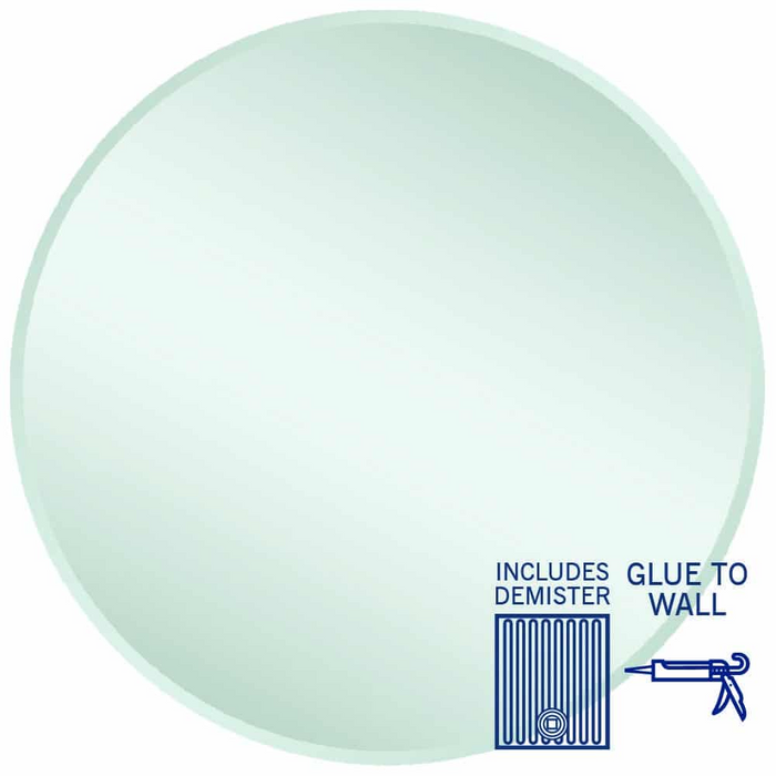 Thermogroup Kent 18mm Bevel Round Mirror Glue-to-Wall and Demister