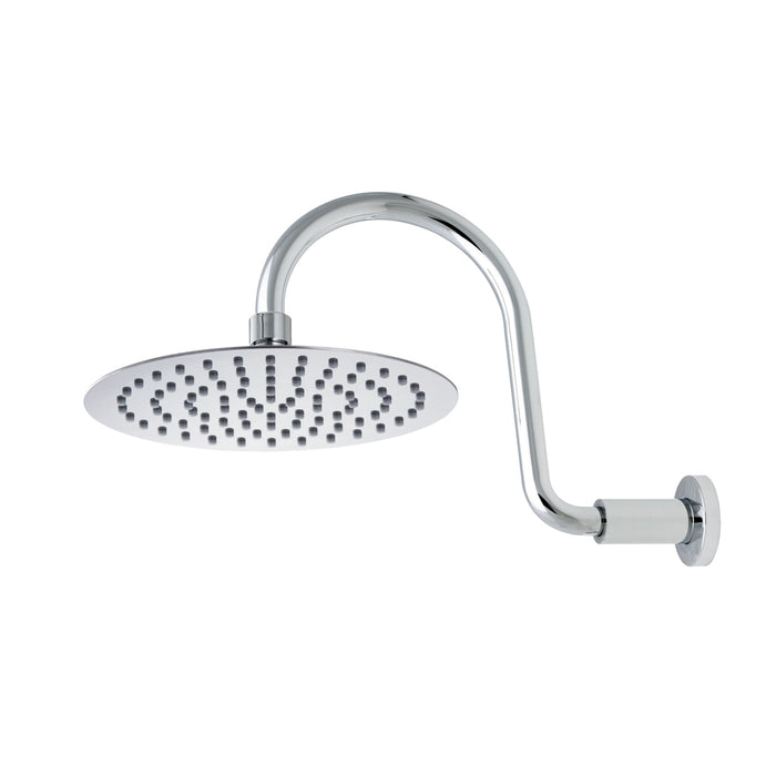 Methven Stainless Steel Round 200mm 1 Function Wall Shower on Swan Neck Arm