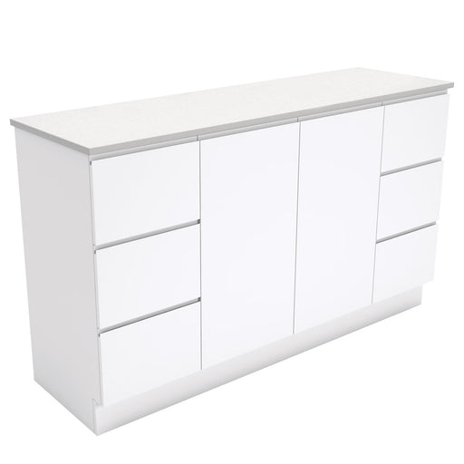 Fienza Fingerpull Gloss White 1500 Cabinet on Kickboard