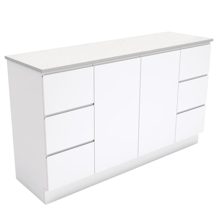 Fienza Fingerpull Gloss White 1500 Cabinet on Kickboard