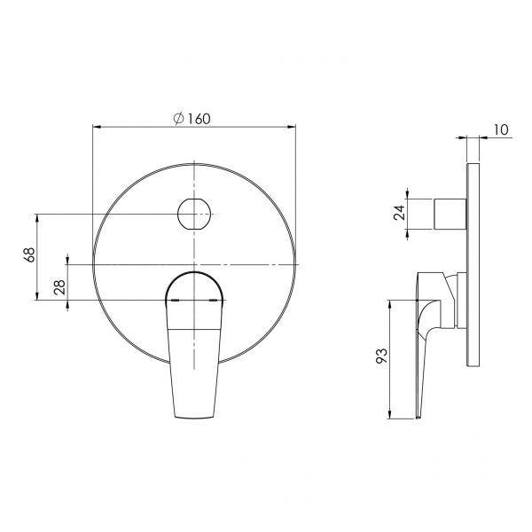 Phoenix Arlo Shower / Bath Diverter Mixer (Trim Kit Only)