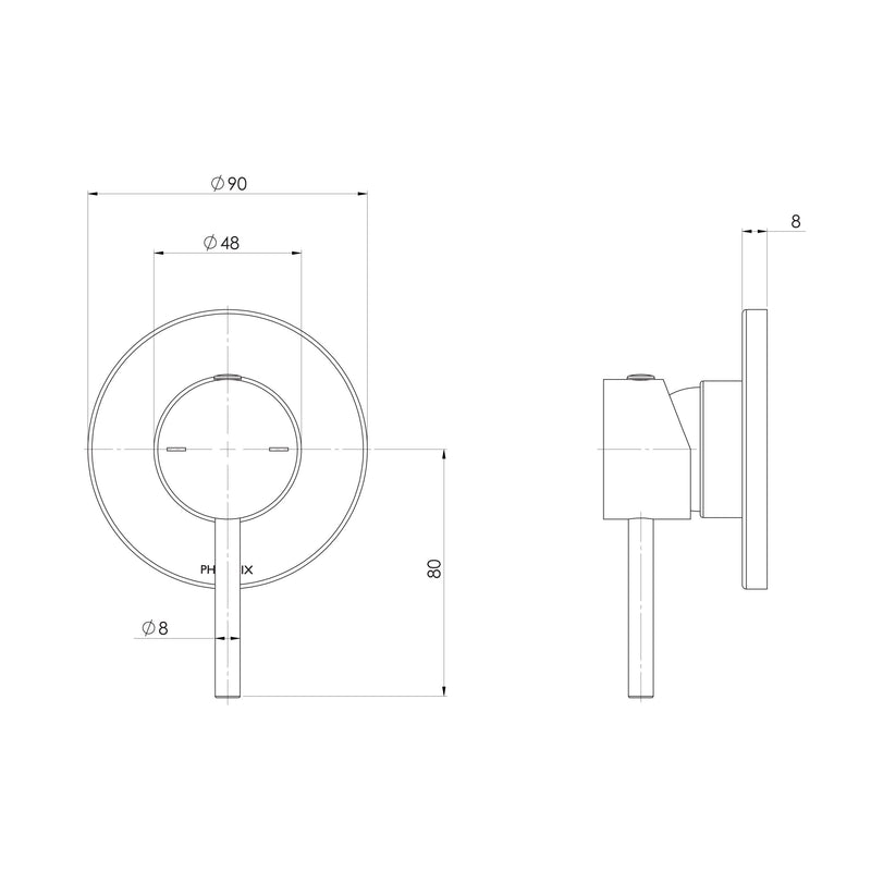 Phoenix Pina Shower/Wall Mixer Trim Kit Only 90mm