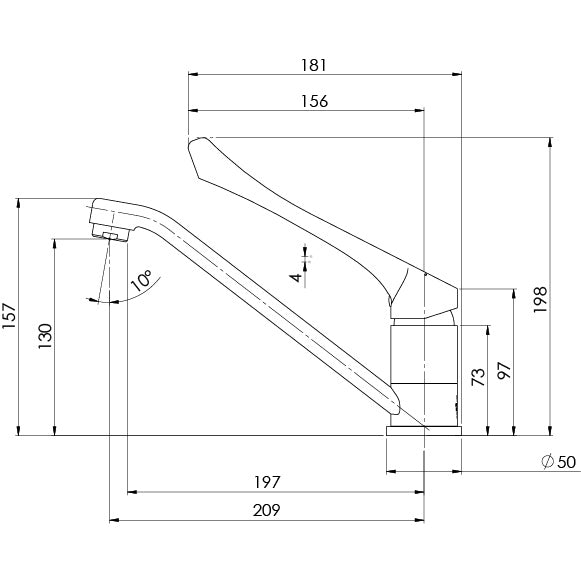 Phoenix Ivy MKII Extended Handle Swivel Sink Mixer