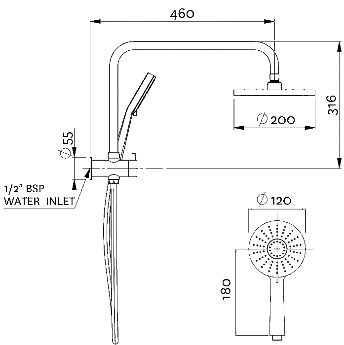 Methven Krome Short Twin Shower System