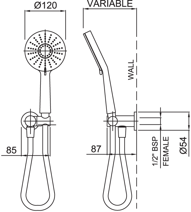 Methven Krome 120mm 3 Function Hand Shower