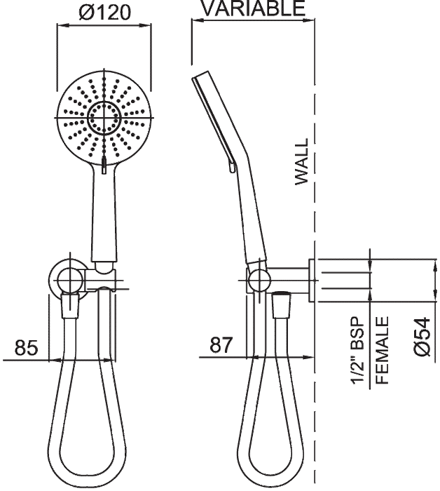 Methven Krome 120mm 3 Function Hand Shower