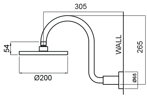 Methven Krome 200mm Wall Shower on Swan Neck Arm