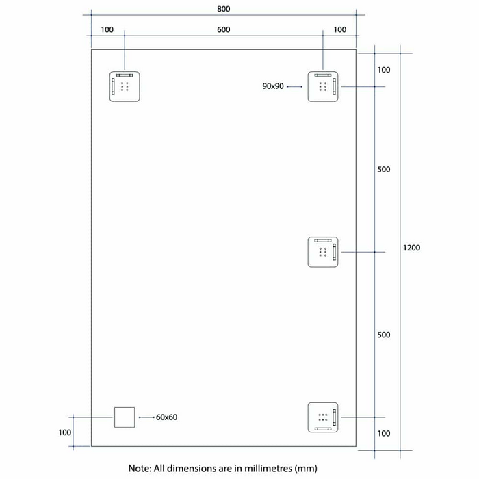 Montana Square 25mm Bevel Edge Mirror - with Hangers