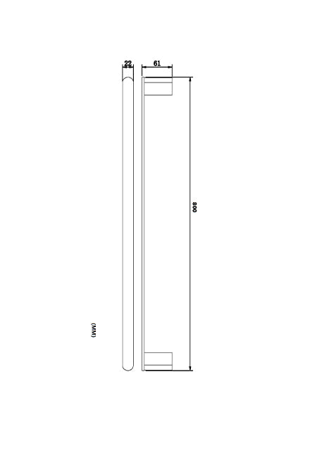 Azzura 19 SERIES Single 800 Towel Rail Bright Chrome