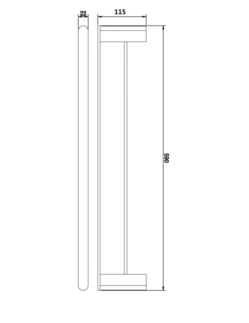 Azzura 19 Series Double 600 Towel Rail Matte Black